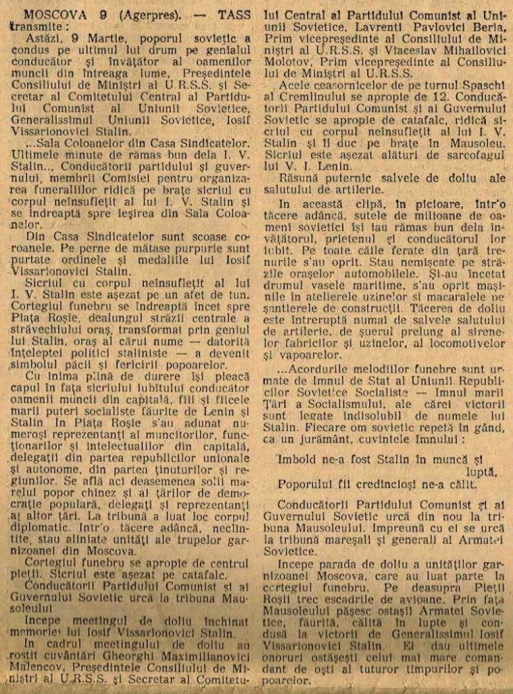 Scanteia 10 martie 1953