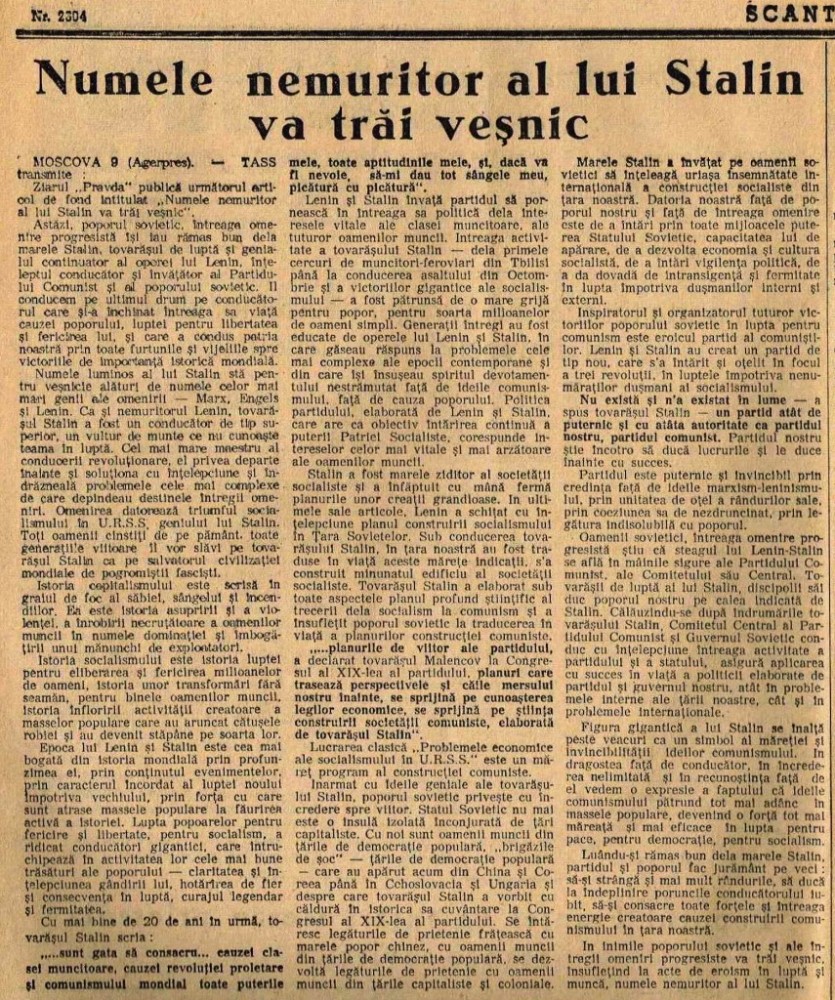 Scanteia 10 martie 1953